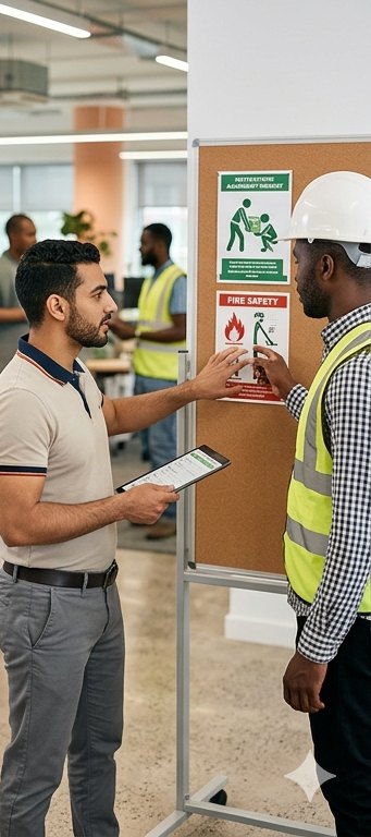 Échange sur l'affichage de sécurité dans un bureau
