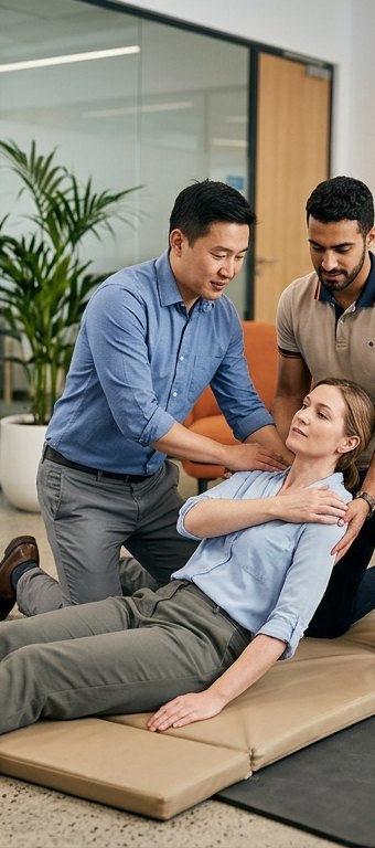 Mise en position latérale de sécurité pendant une formation SST